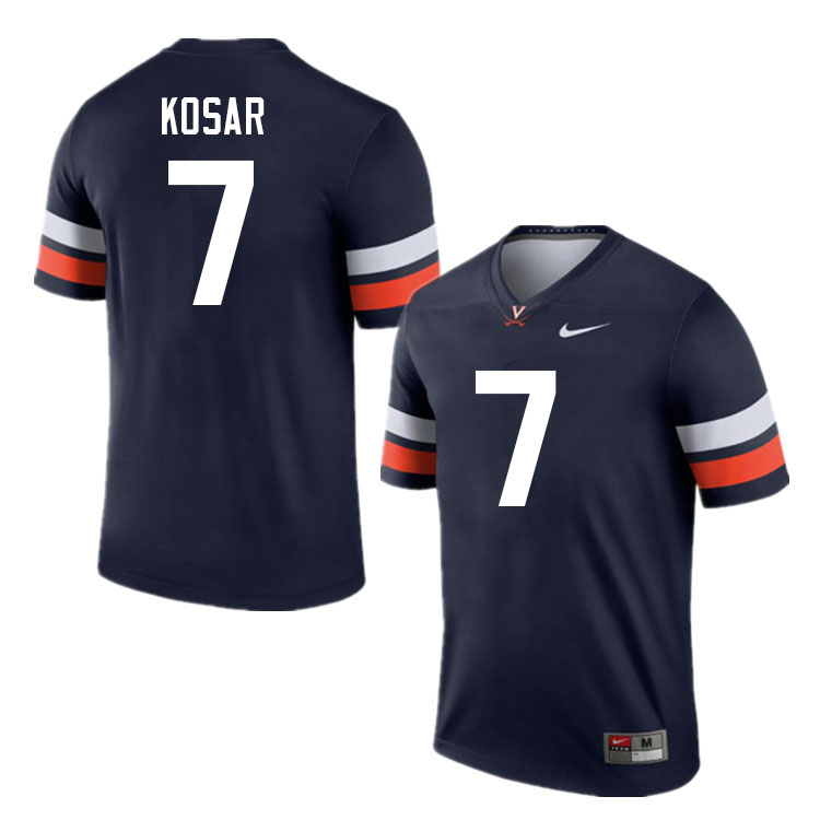Men #7 Mike Kosar Virginia Cavaliers College Football Jerseys Sale-Navy